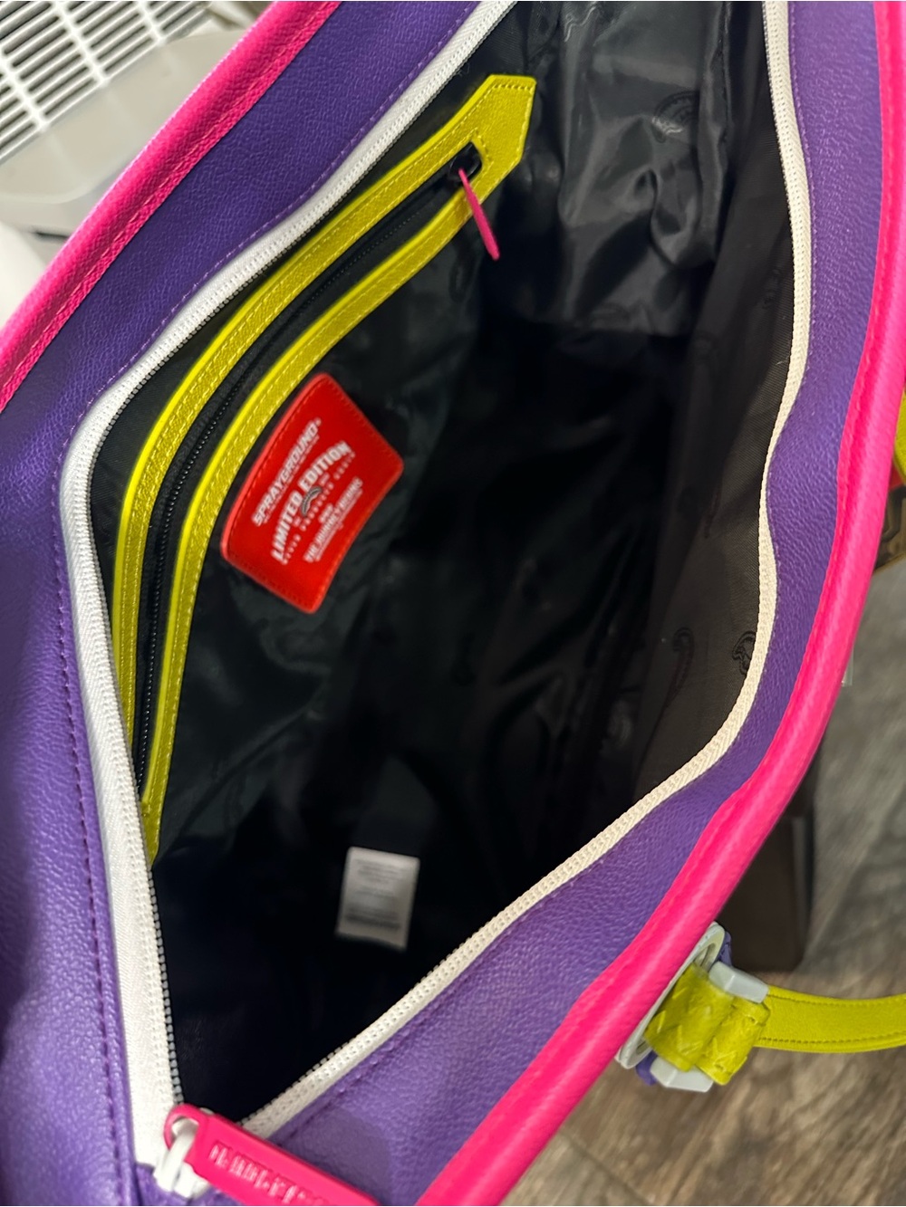 Sprayground Limited Edition Shark Mouth Tote Bag Neon Pink Green Purple NWT - Picture 9 of 12